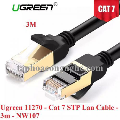 Ugreen 11270 3M màu Đen Cáp mạng LAN CAT7 STP chống nhiễu NW107 30011270